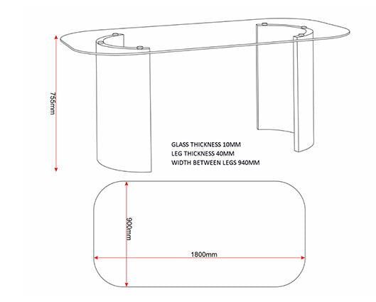 MODENA DINING TABLE - CLEAR GLASS/CREAM MARBLE EFFECT