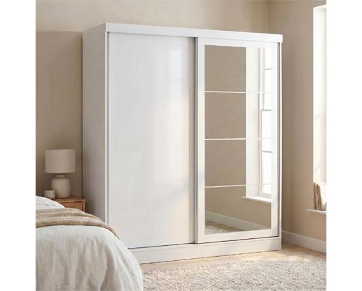 NEVADA 2 DOOR SLIDER WARDROBE - WHITE GLOSS
