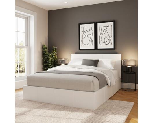 Serena King Side Lift Ottoman Bed-White