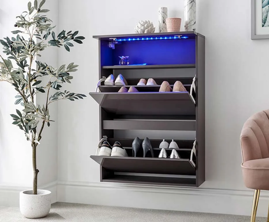 Graze Wall Hanging Two Tier Shoe Cabinet- Grey
