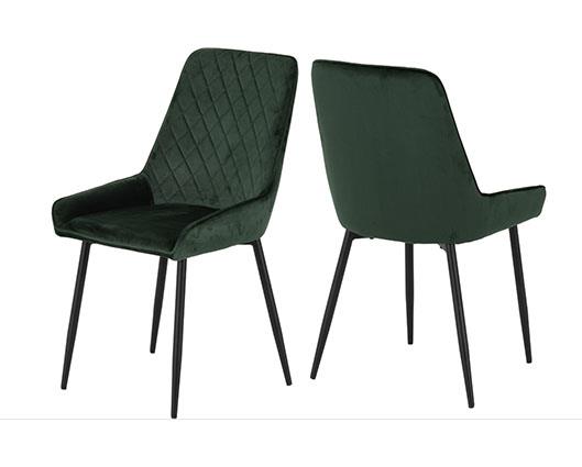 MARLOW & AVERY DINING SET (X4 CHAIRS) - BLACK MARBLE/EMERALD GREEN VELVET