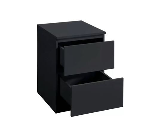 Oakley 2 Drawer Bedside- Black