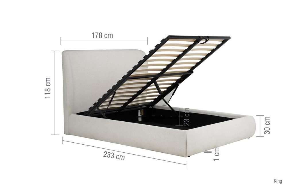Lanis King Ottoman Bed - Cream