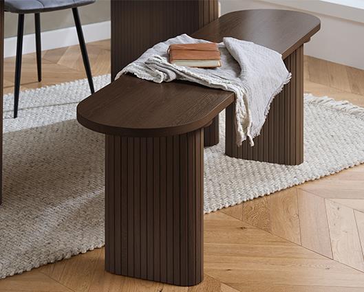Axel Fluted Dining Bench - Walnut