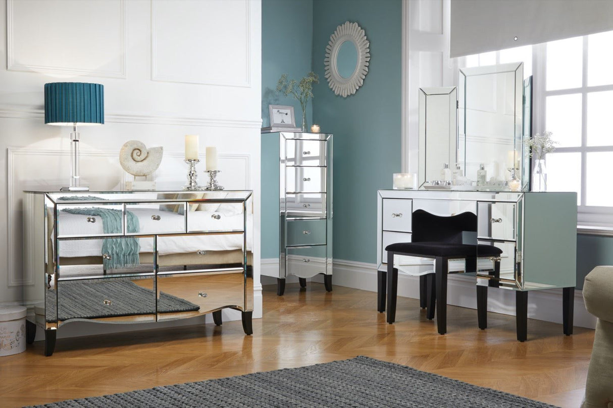Paolo 2 Drawer Bedside Table - Mirrored