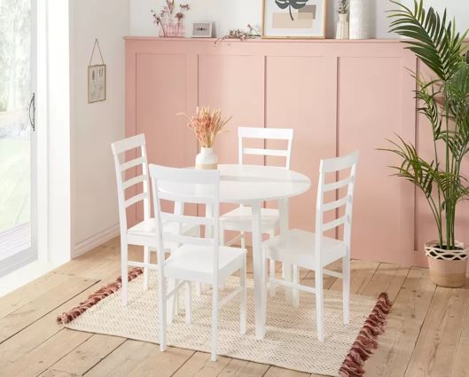 Pagan Dining Table & 4 Ladder Chairs- White