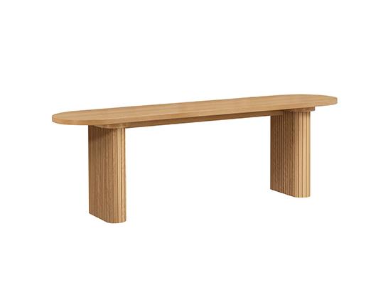 Axel Oval Fluted Dining Table with 2 Fabric Chairs and 1 Bench - Oak