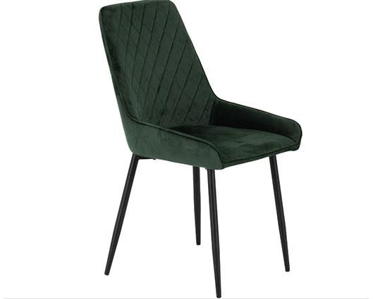 ATHENS ROUND & AVERY DINING SET (X4 CHAIRS) - CONCRETE/EMERALD GREEN VELVET