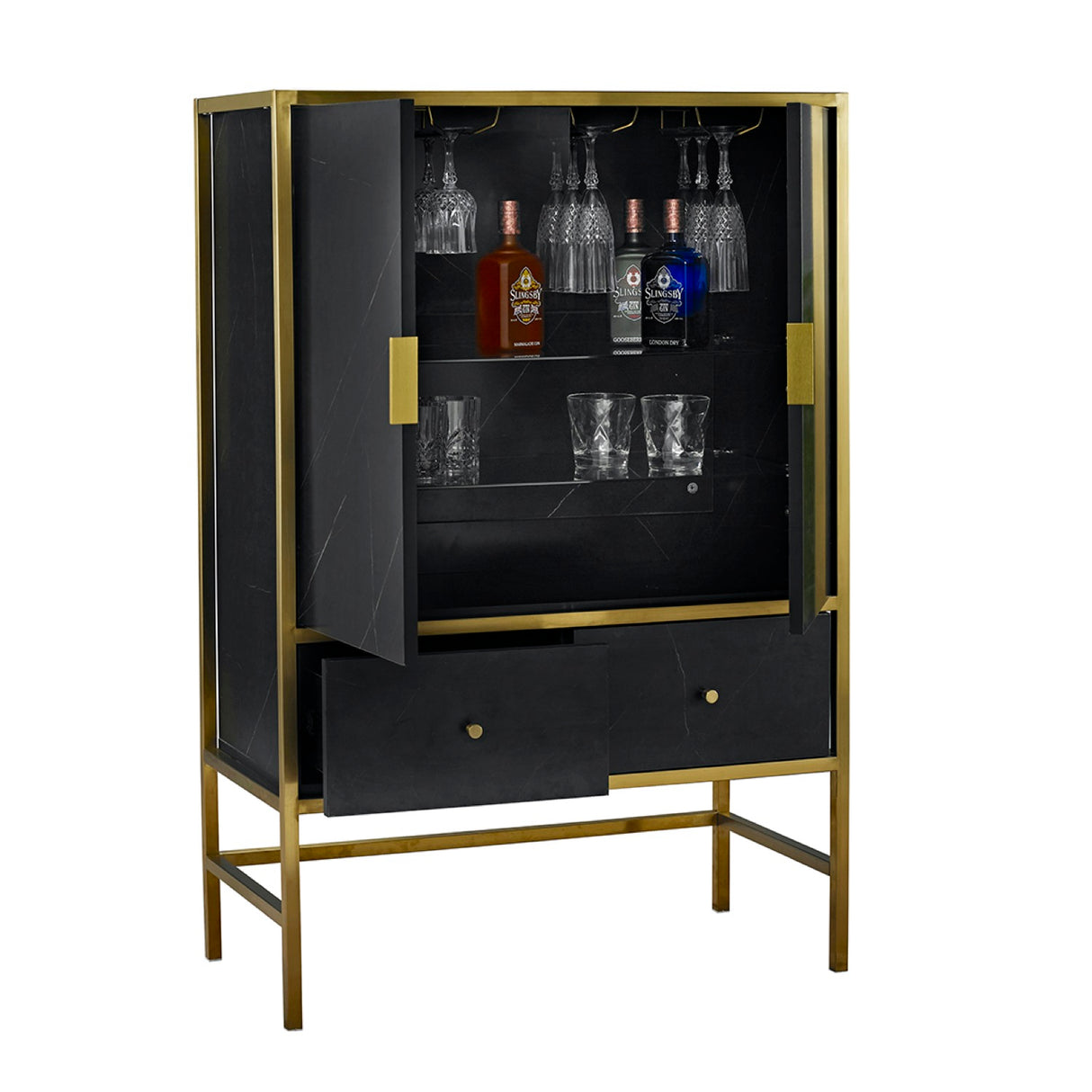 Maleia Drinks Cabinet Black