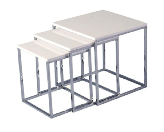 Cullen Nest Of Tables - White Gloss/Chrome