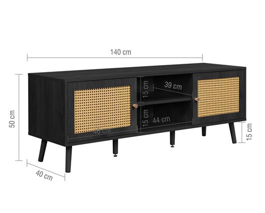 Croxley Rattan Large TV Unit - Black
