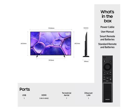 SAMSUNG UE50U8000F 50" Crystal UHD 4K HDR Smart TV 2025