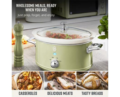 Swan 3.5L Slow Cooker Retro Green