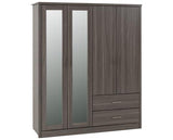 LISBON 4 DOOR WARDROBE - BLACK WOOD GRAIN