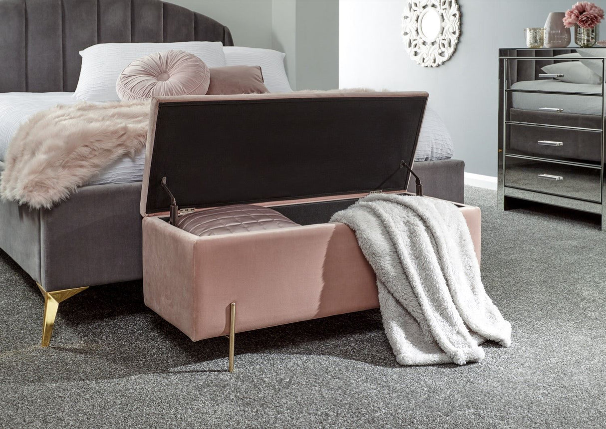 Melta Ottoman Storage Bench-Pink