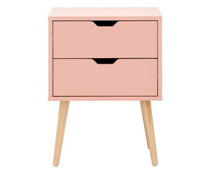 Nessi Single 2 Drawer Bedside- Coral Pink