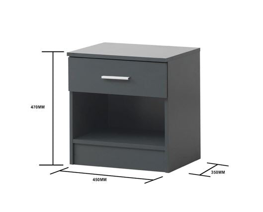 Original Nightstand with 1 Drawer-Dark Grey