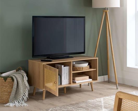 Croxley Rattan Small TV Unit - Oak