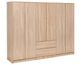 MALVERN 6 DOOR 2 DRAWER WARDROBE - SONOMA OAK EFFECT
