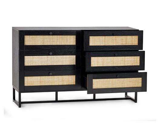 Petra 6 Drawer Chest- Black