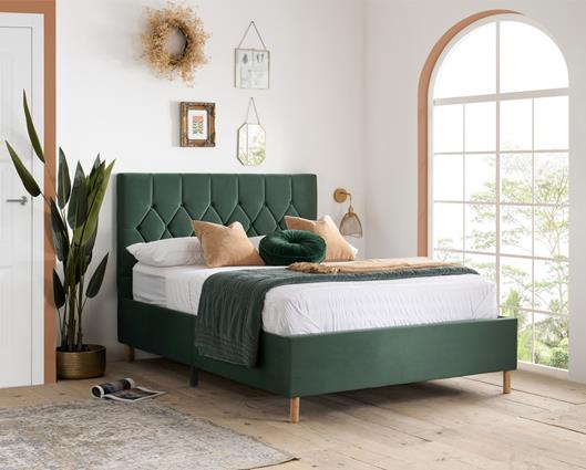 Loxley Double Ottoman Bed - Green