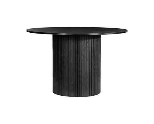 Axel Round Fluted Dining Table with 4 Fabric Chairs - Black