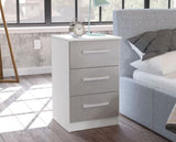 Larz 3 Drawer Bedside Table - White & Grey