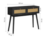 Croxley Rattan Console Table - Black