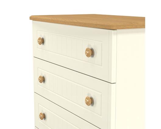 Warwick 5 Drawer Chest - Cream Ash with Modern Oak Top