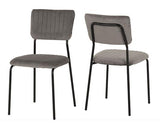 SHELDON ROUND GLASS TOP DINING SET (X4 CHAIRS) - CLEAR GLASS/GREY VELVET FABRIC
