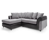 Harley Left Hand Facing Corner Sofa - Black & Charcoal