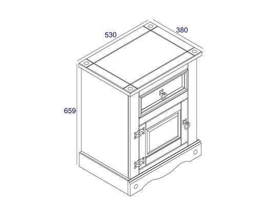 Corona 1 door, 1 drawer bedside cabinet