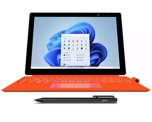 Geobook GeoPad 220 Pentium Silver 4GB 128GB SSD 12.1" 2-in-1 Laptop/Tablet Detachable Keyboard Windows 11 Microsoft 365 Personal 1 Year & Pen Orange