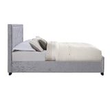 Hannover Small Double Bed - Steel Crushed Velvet