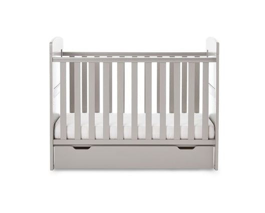Grady Mini Cot Bed, Under Drawer + Fibre Mattress - Warm Grey
