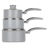 Swan Retro 3 Piece Saucepan Set Grey