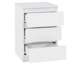 Marcus 3 Drawer Bedside - White