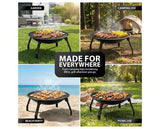 ZENO Round Fire Pit - 3 in 1 Heater/Grill/BBQ with Accessories
