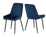 MODENA & AVERY DINING SET (X4 CHAIRS) - CREAM/SAPPHIRE BLUE VELVET