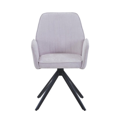 Aspen swivel dining armchairs, natural fabric with black metal legs (pair)