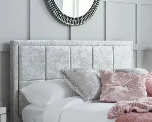Hannover Small Double Bed - Steel Crushed Velvet