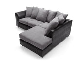 Harley Right Hand Facing Corner Sofa - Black & Charcoal