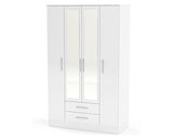 Larz 4 Door 2 Drawer Wardrobe With Mirror - White