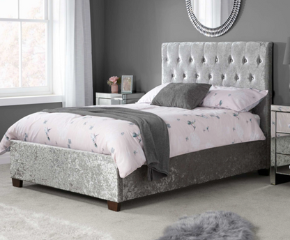 Cai King Bed- Steel Crushed Velvet