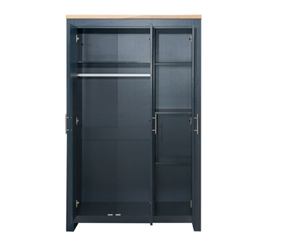 Harper 3 Door Wardrobe With Mirror- Navy Blue & Oak