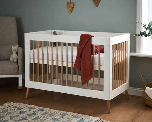 Maura Mini Cot Bed - White with Natural