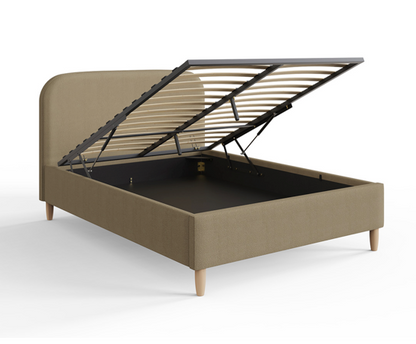 Finlee Boucle Ottoman King Bed- Natural Mushroom