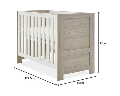 Nina Cot Bed & Under Drawer - Grey Wash & White