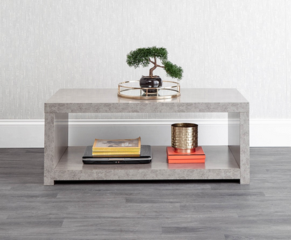 Brady Coffee Table with Shelf- Concrete