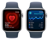 Apple Watch SE GPS 44mm Silver Aluminium Case with Storm Blue Sport Band - S/M